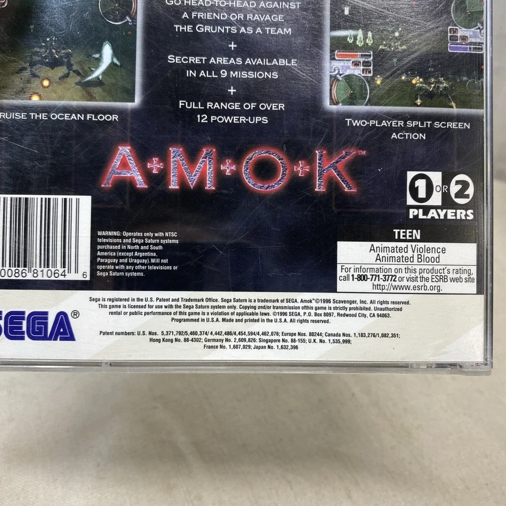 AMOK (SEGA Saturn, 1996)‎ Tested